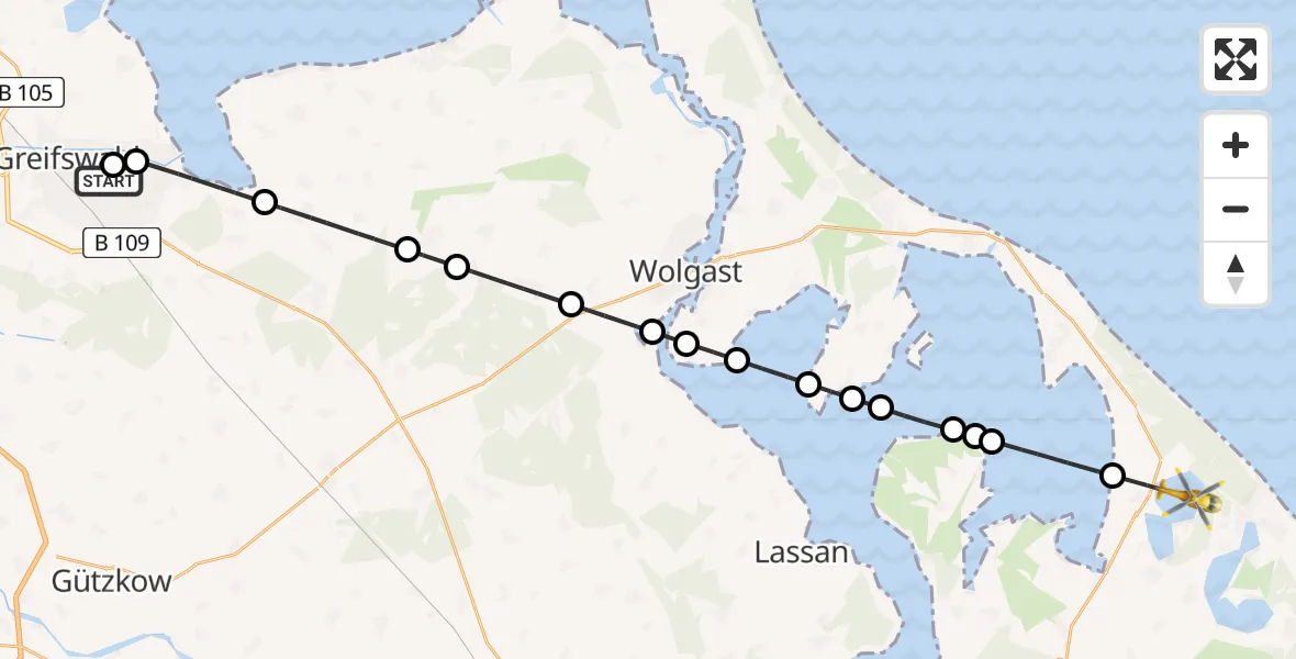 Routekaart van de vlucht: Rettungshubschrauber nach Pudagla