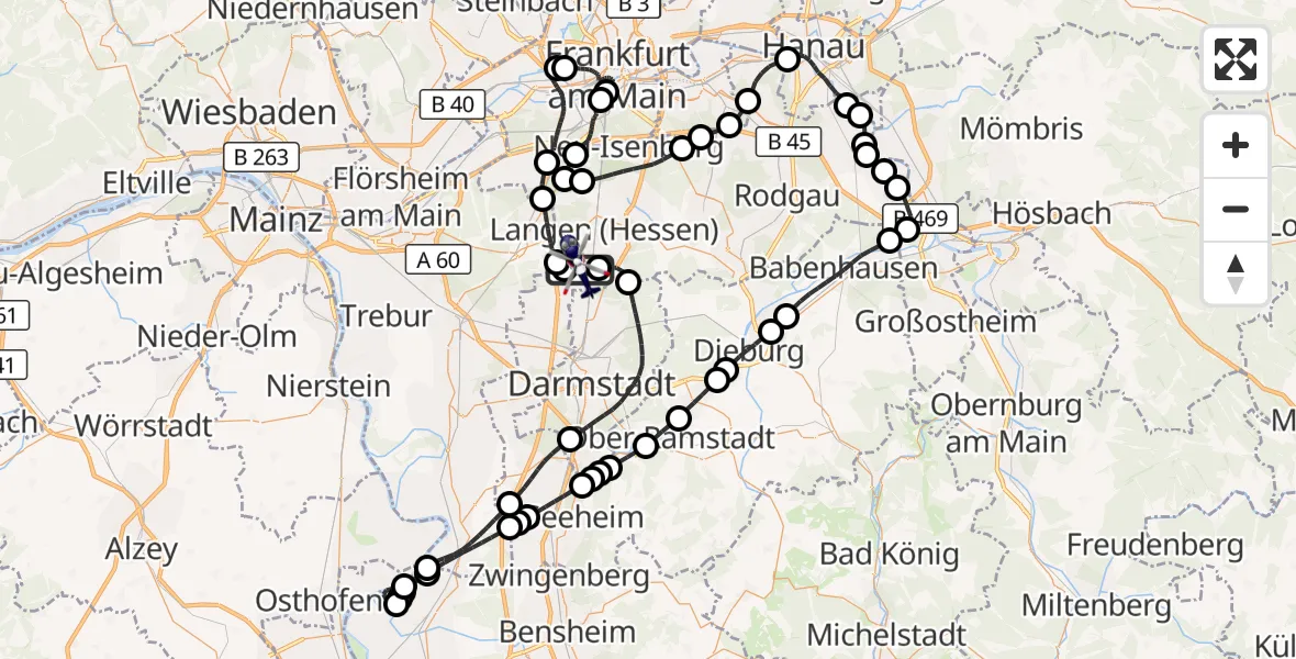 Flugroute Polizeihubschrauber Flughafen Frankfurt-Egelsbach - Flughafen Frankfurt-Egelsbach, 27 März 2026, 15:09