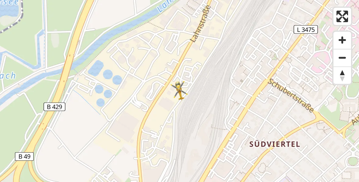 Routekaart van de vlucht: Rettungshubschrauber nach Gießen