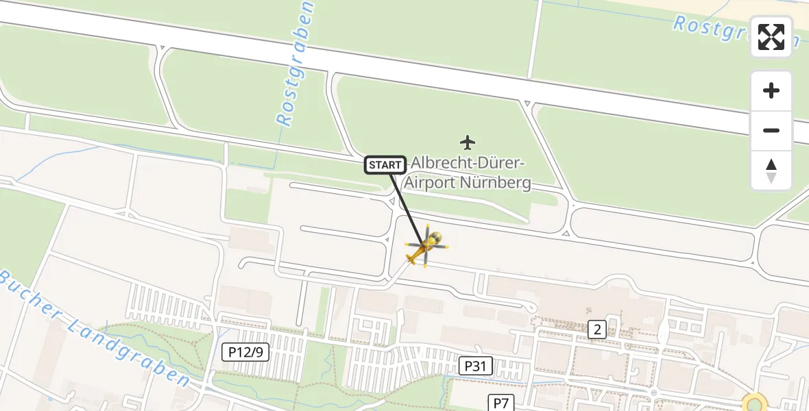 Flugroute Ambulanzhubschrauber Flughafen Nuremberg - Flughafen Nuremberg, 27 März 2026, 15:31
