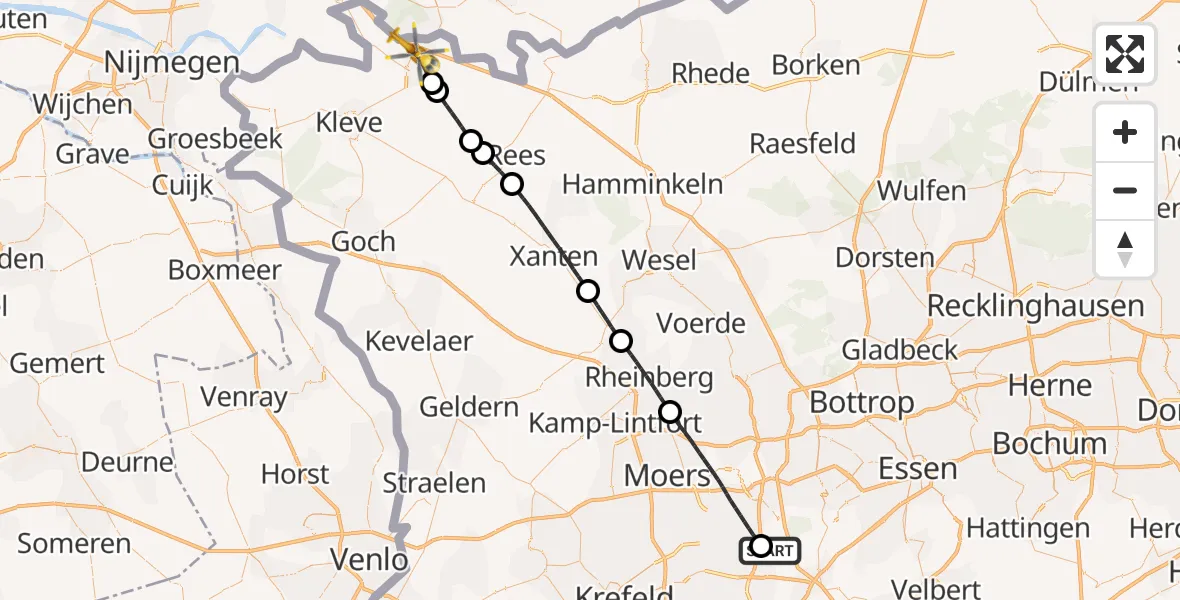 Routekaart van de vlucht: Rettungshubschrauber nach Emmerich am Rhein, Elsepaßweg