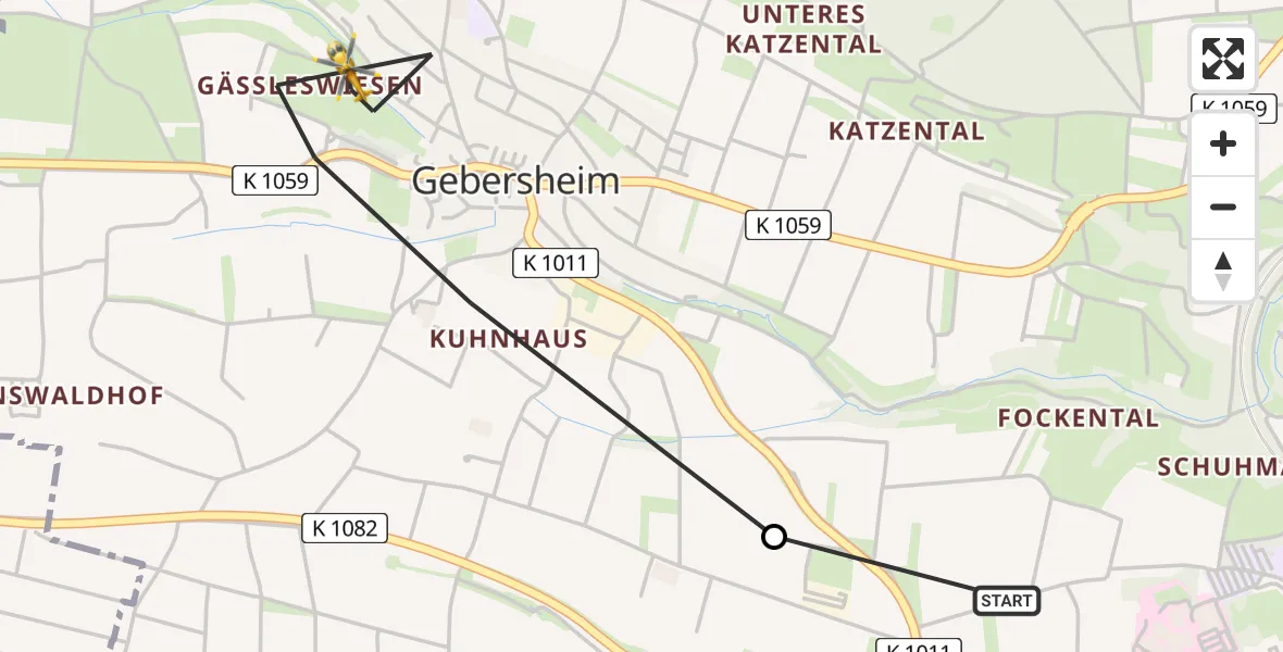 Flugroute Rettungshubschrauber Leonberg Hospital - Leonberg, 27 März 2026, 16:13