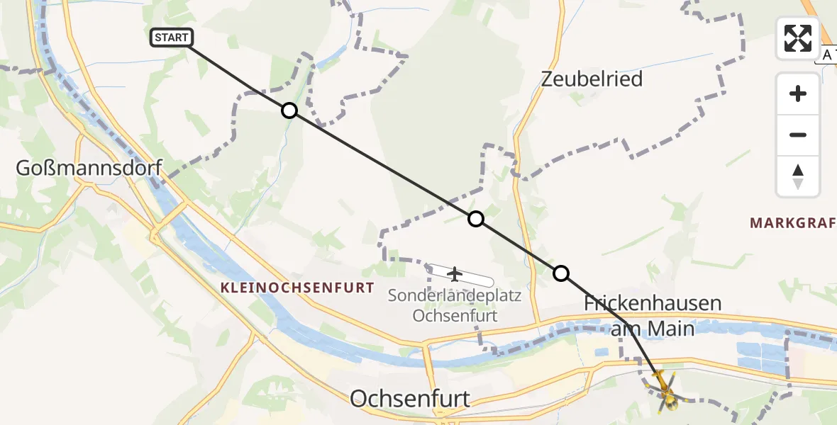 Routekaart van de vlucht: Rettungshubschrauber nach Ochsenfurt, Am Bürgerholz