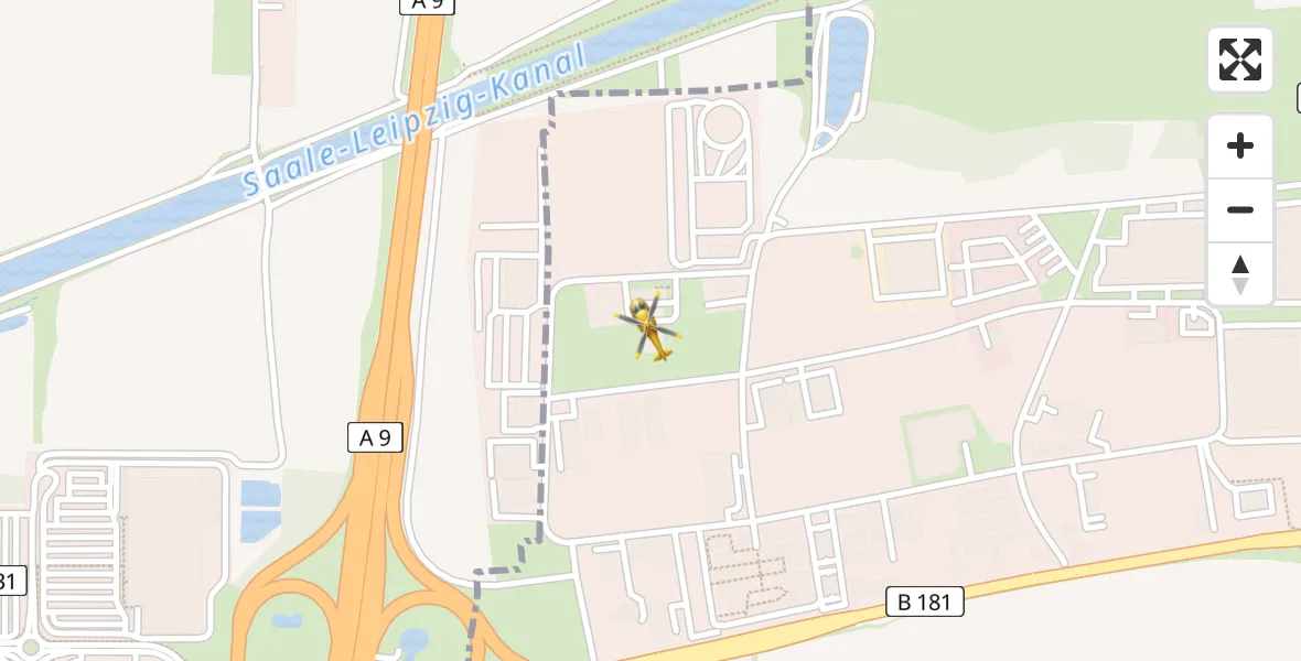 Flugroute Rettungshubschrauber ADAC Air Rescue Station Leipzig/Schkeuditz-Dölzig Hubschrauberlandeplatz (Christoph 61) - ADAC Air Rescue Station Leipzig/Schkeuditz-Dölzig Hubschrauberlandeplatz (Christoph 61), 27 März 2026, 16:56