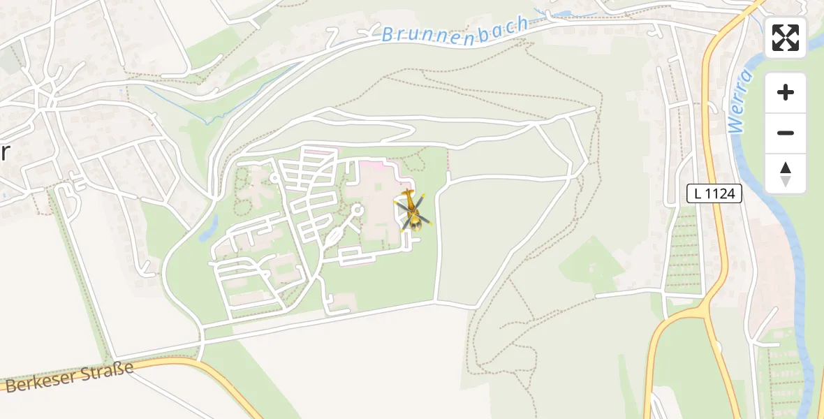 Flugroute Rettungshubschrauber Helios Clinic Meiningen - Helios Clinic Meiningen, 27 März 2026, 17:01