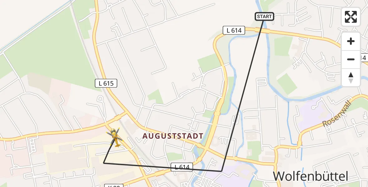 Flugroute Rettungshubschrauber Wolfenbüttel - Wolfenbüttel, 27 März 2026, 17:23