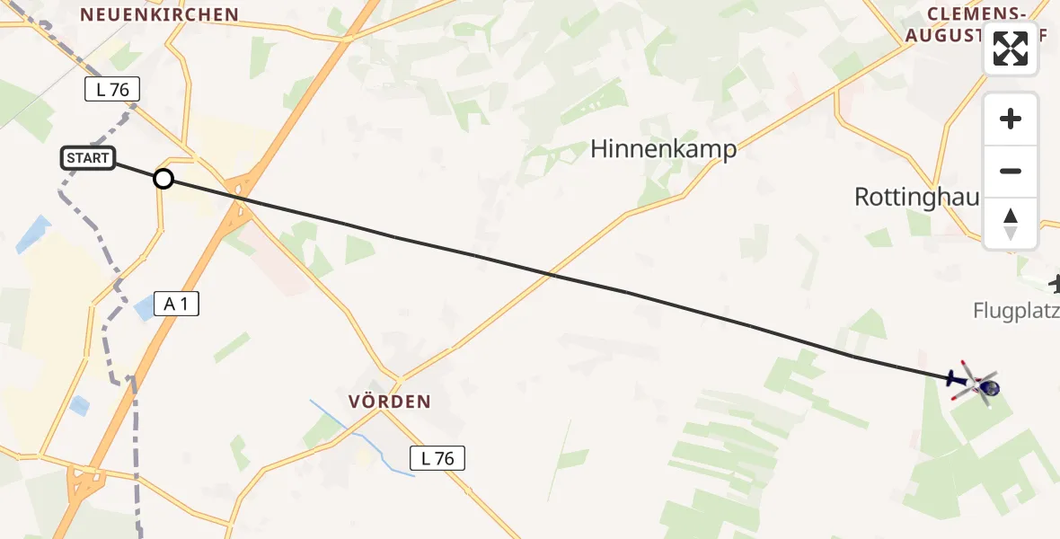 Routekaart van de vlucht: Polizeihubschrauber nach Neuenkirchen-Vörden