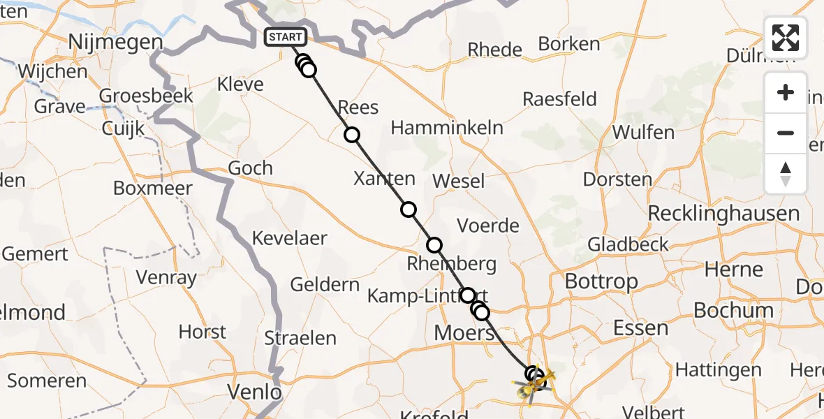 Routekaart van de vlucht: Rettungshubschrauber nach Duisburg Air Rescue Hubschrauberlandeplatz (Christoph 9)