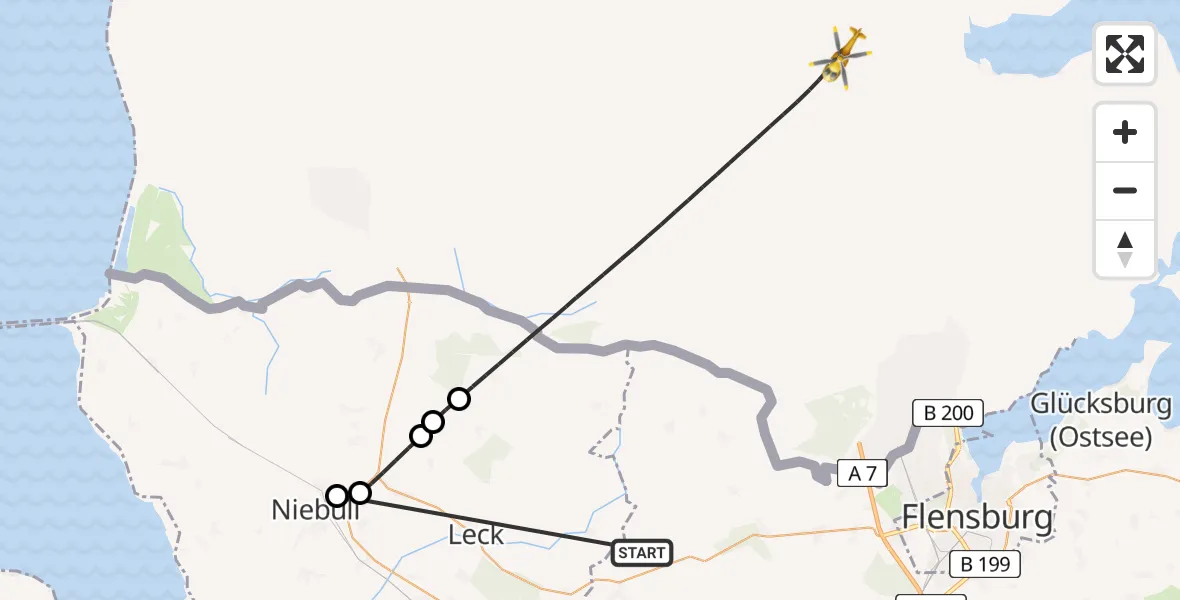 Routekaart van de vlucht: Rettungshubschrauber nach Westre, Bärenshöfter Straße