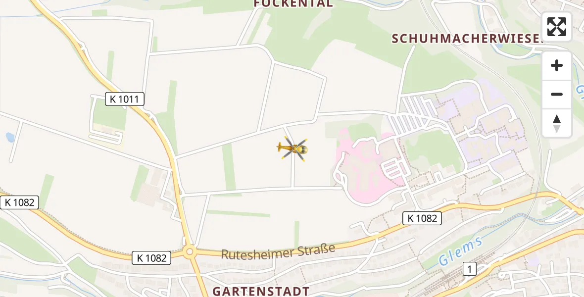 Flugroute Rettungshubschrauber Leonberg Hospital - Leonberg Hospital, 27 März 2026, 18:29
