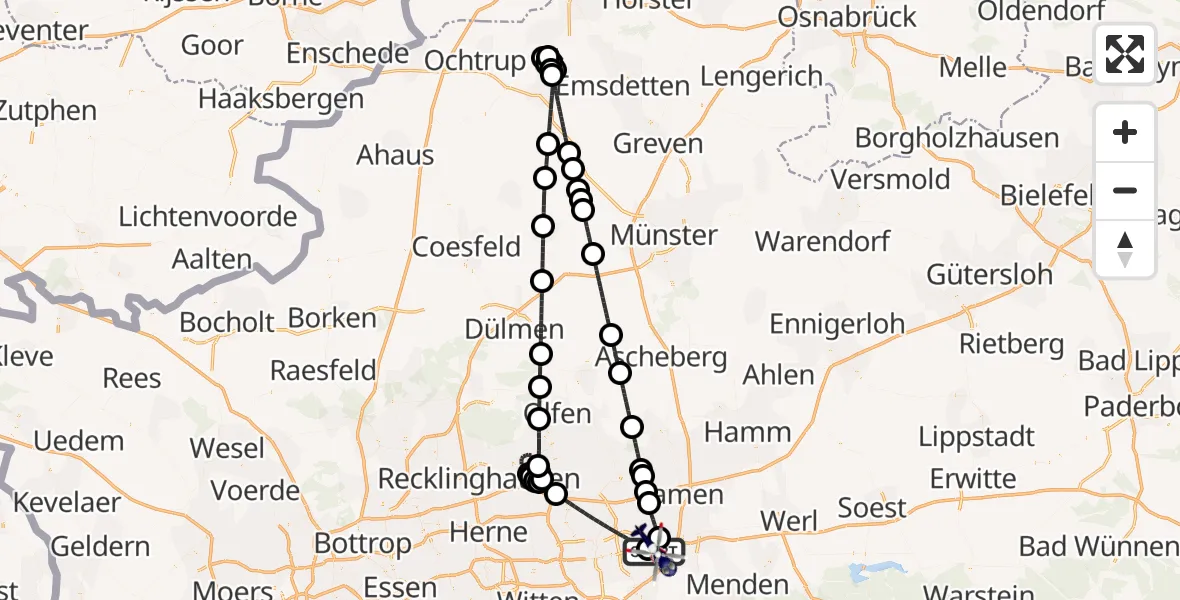 Routekaart van de vlucht: Polizeihubschrauber nach Dortmund Flughafen