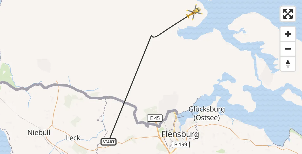 Flugroute Rettungshubschrauber Schafflund - Schafflund, 27 März 2026, 13:29