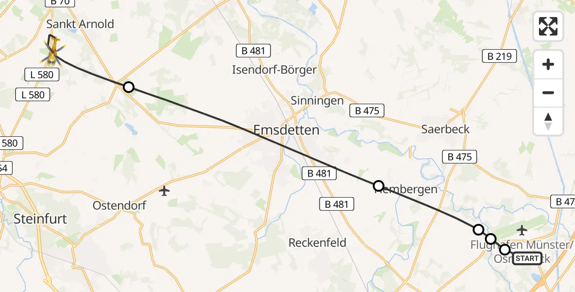 Routekaart van de vlucht: Ambulanzhubschrauber nach Neuenkirchen, Dorfbauerschaft
