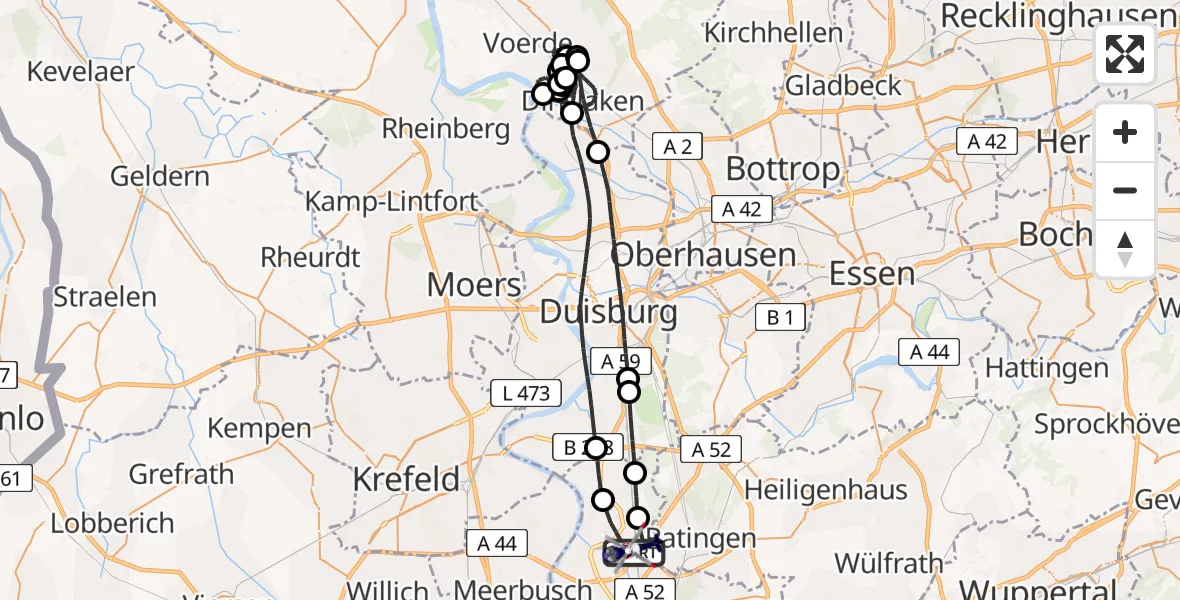 Flugroute Polizeihubschrauber Düsseldorf Flughafen - Düsseldorf Flughafen, 27 März 2026, 20:10