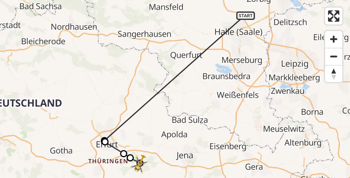Routekaart van de vlucht: Ambulanzhubschrauber nach Bad Berka Central Hospital