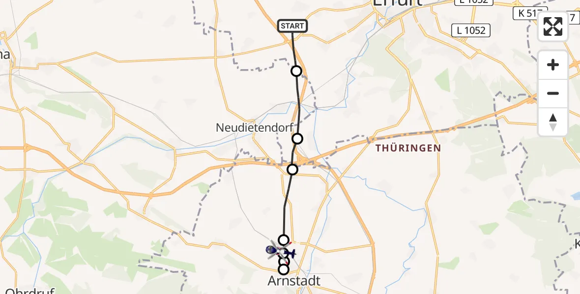 Routekaart van de vlucht: Polizeihubschrauber nach Arnstadt, Am Riesenlöffel