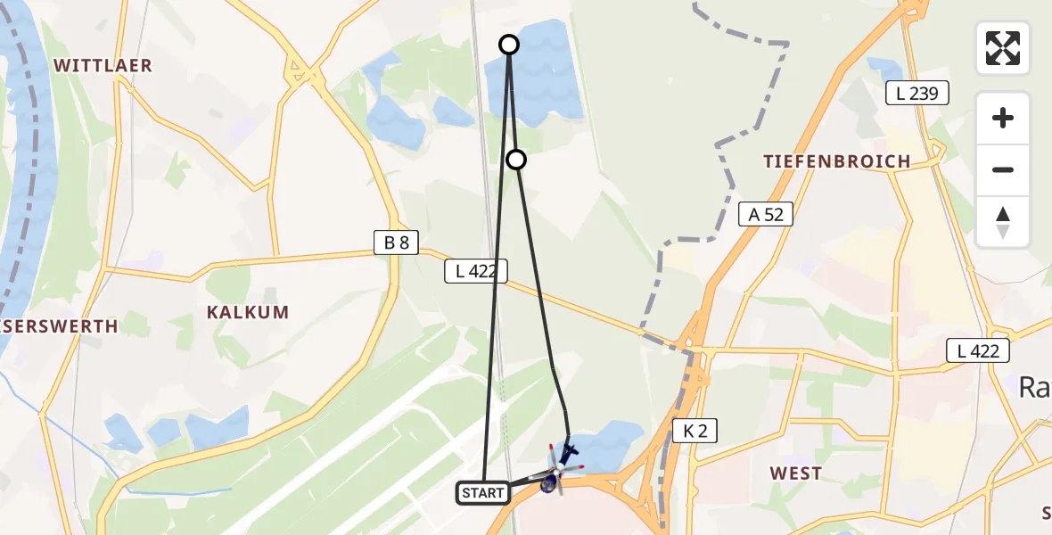 Flugroute Polizeihubschrauber Düsseldorf Flughafen - Düsseldorf Flughafen, 27 März 2026, 20:55