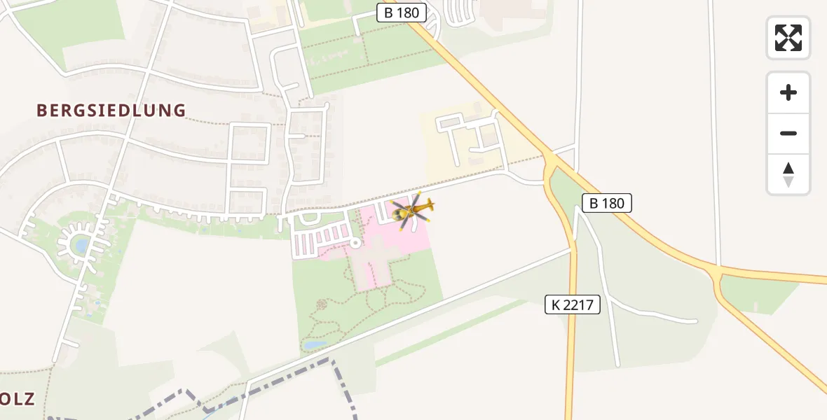 Flugroute Rettungshubschrauber Zeitz Hospital - Zeitz Hospital, 27 März 2026, 23:04