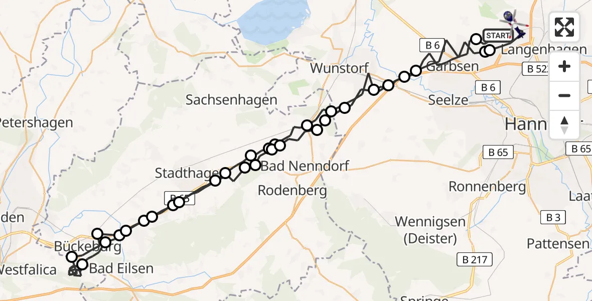 Flugroute Polizeihubschrauber Flughafen Hannover - Flughafen Hannover, 27 März 2026, 23:37