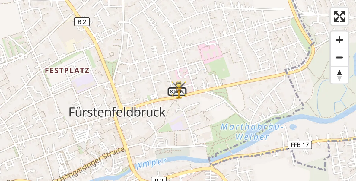 Flugroute Rettungshubschrauber Fürstenfeldbruck - Fürstenfeldbruck, 27 März 2026, 23:56