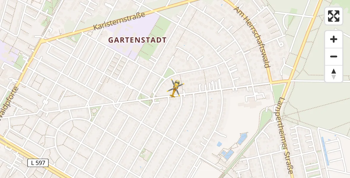 Routekaart van de vlucht: Rettungshubschrauber nach Mannheim, Langer Schlag