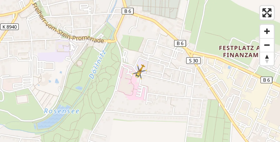 Flugroute Rettungshubschrauber Collm Klinik Oschatz Hubschrauberlandeplatz - Collm Klinik Oschatz Hubschrauberlandeplatz, 28 März 2026, 07:08
