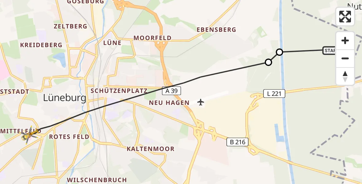 Flugroute Rettungshubschrauber Lüneburg - Lüneburg, 28 März 2026, 07:55