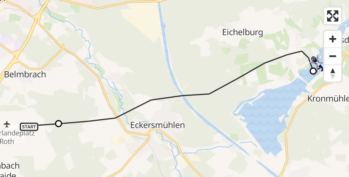 Flugroute Polizeihubschrauber Flugplatz Roth - Allersberg, 28 März 2026, 08:03