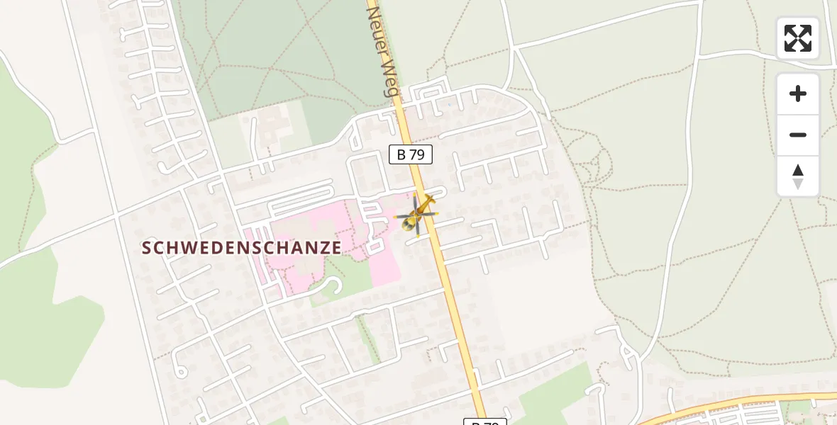 Flugroute Rettungshubschrauber Wolfenbüttel Municipal Hospital Heliport (Christoph 30) - Wolfenbüttel Municipal Hospital Heliport (Christoph 30), 28 März 2026, 08:11