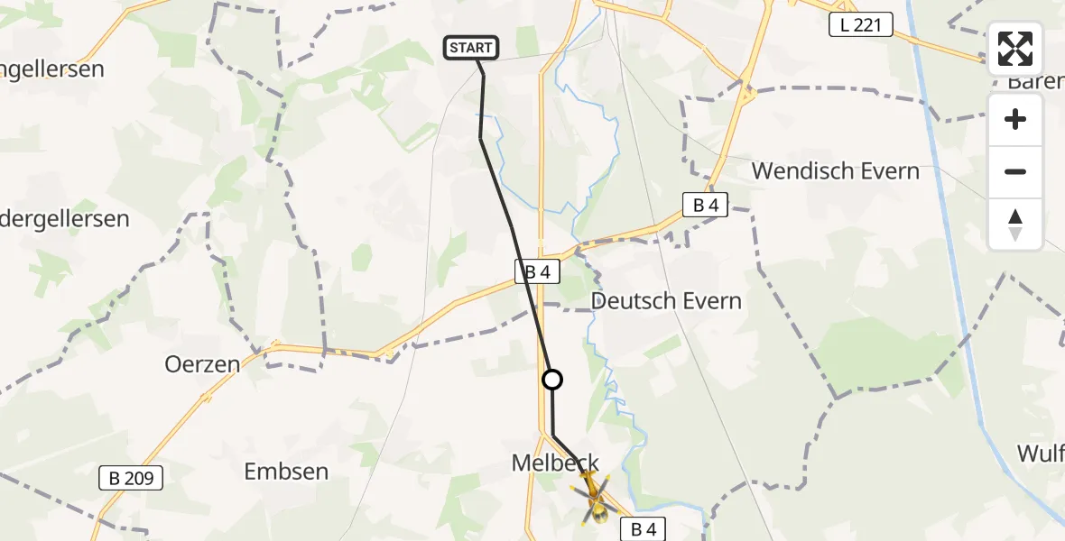 Routekaart van de vlucht: Rettungshubschrauber nach Melbeck, Am Voßberg