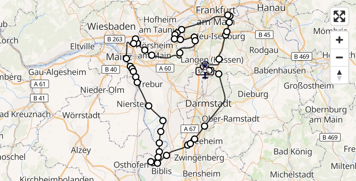 Flugroute Polizeihubschrauber Flughafen Frankfurt-Egelsbach - Flughafen Frankfurt-Egelsbach, 28 März 2026, 08:31