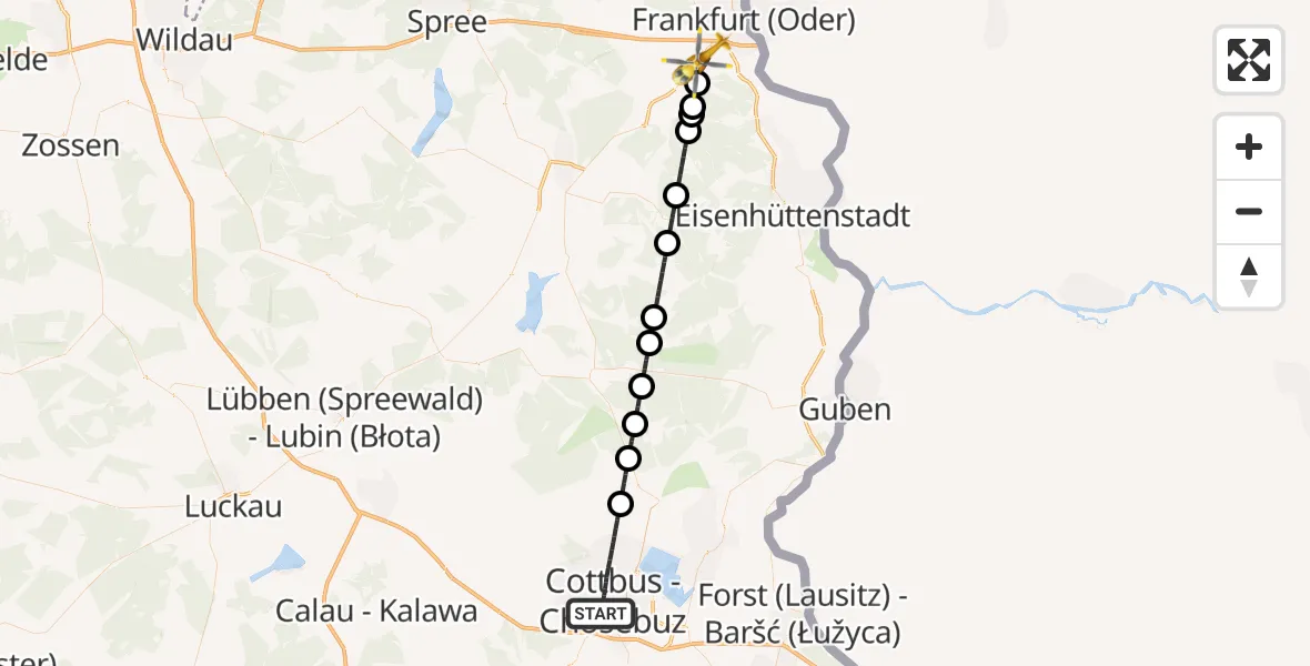 Routekaart van de vlucht: Ambulanzhubschrauber nach Frankfurt (Oder), Wolfsweg