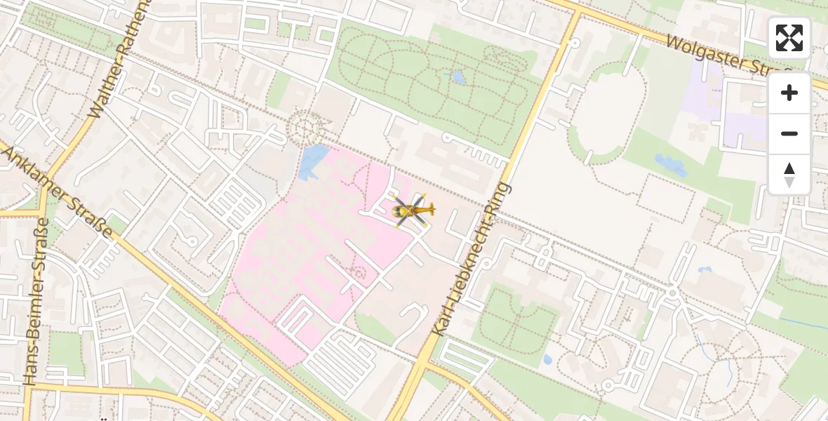 Flugroute Rettungshubschrauber Greifswald Hospital - Greifswald Hospital, 28 März 2026, 09:34