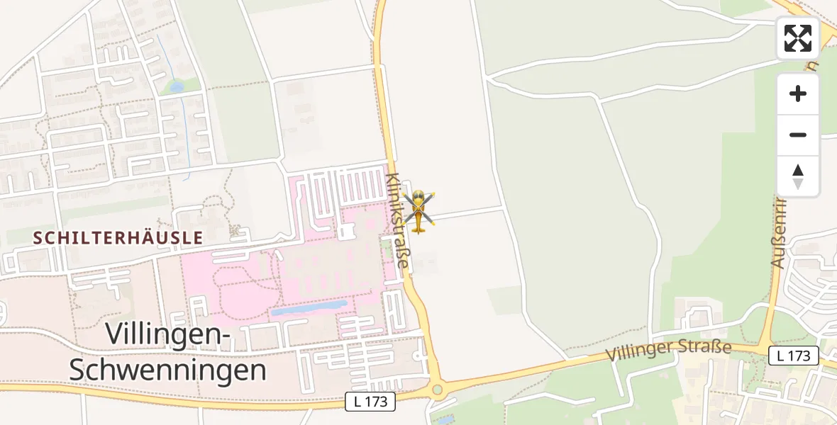 Routekaart van de vlucht: Rettungshubschrauber nach DRF Air Rescue Station Villingen-Schwenningen Hubschrauberlandeplatz (Christoph 11)