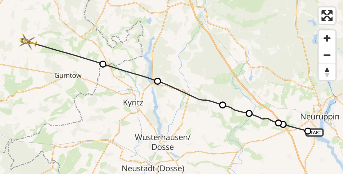 Routekaart van de vlucht: Rettungshubschrauber nach Gumtow