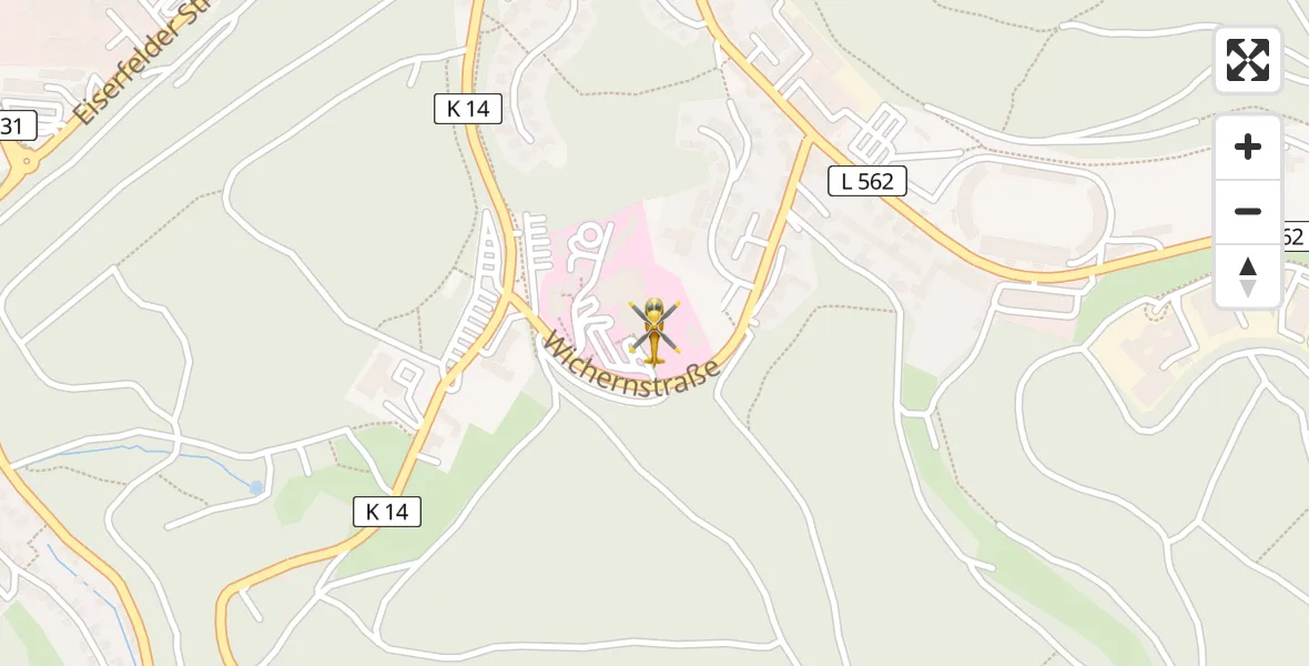 Flugroute Rettungshubschrauber Evangelisches Jung-Stilling Hospital - Evangelisches Jung-Stilling Hospital, 28 März 2026, 10:32