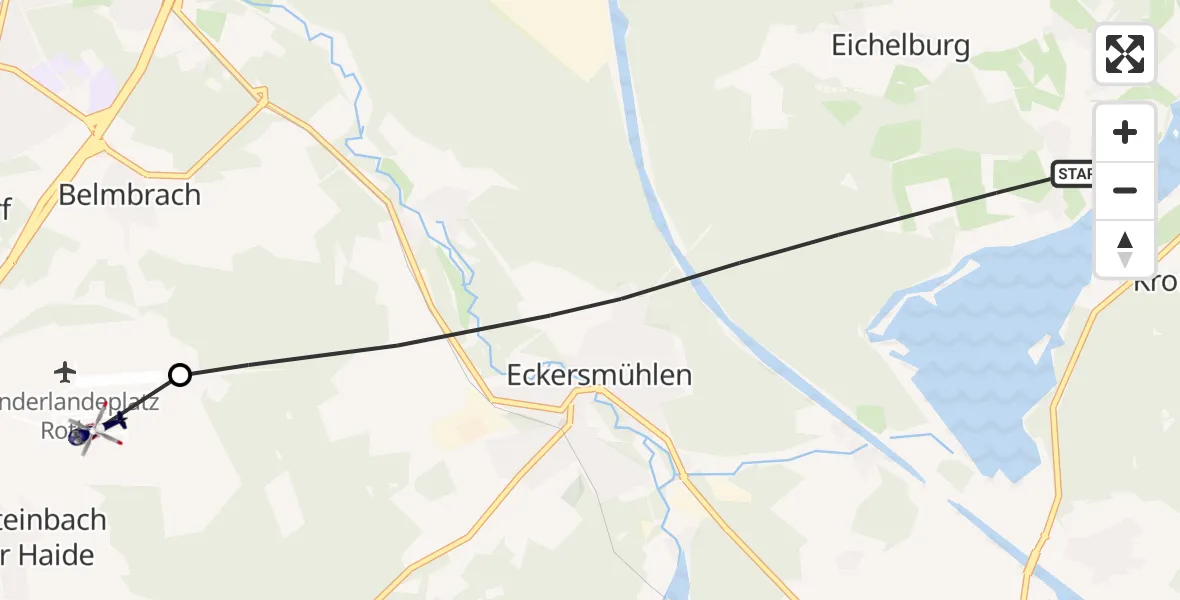 Routekaart van de vlucht: Polizeihubschrauber nach Flugplatz Roth