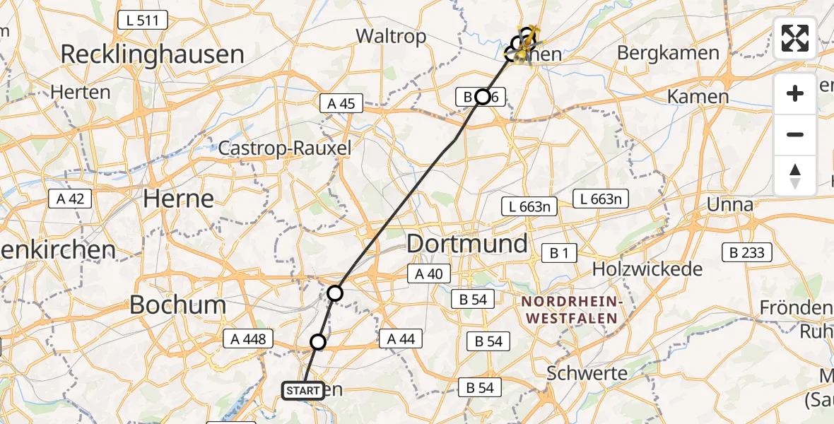 Routekaart van de vlucht: Rettungshubschrauber nach Sankt Marien Hospital