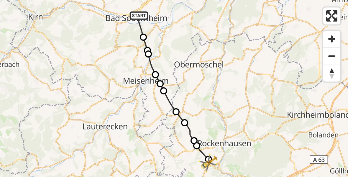 Routekaart van de vlucht: Rettungshubschrauber nach Imsweiler UL