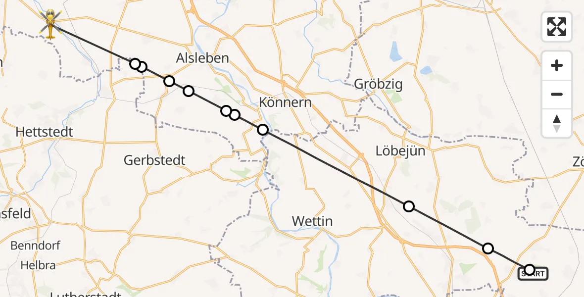 Routekaart van de vlucht: Ambulanzhubschrauber nach Aschersleben, Angerstraße