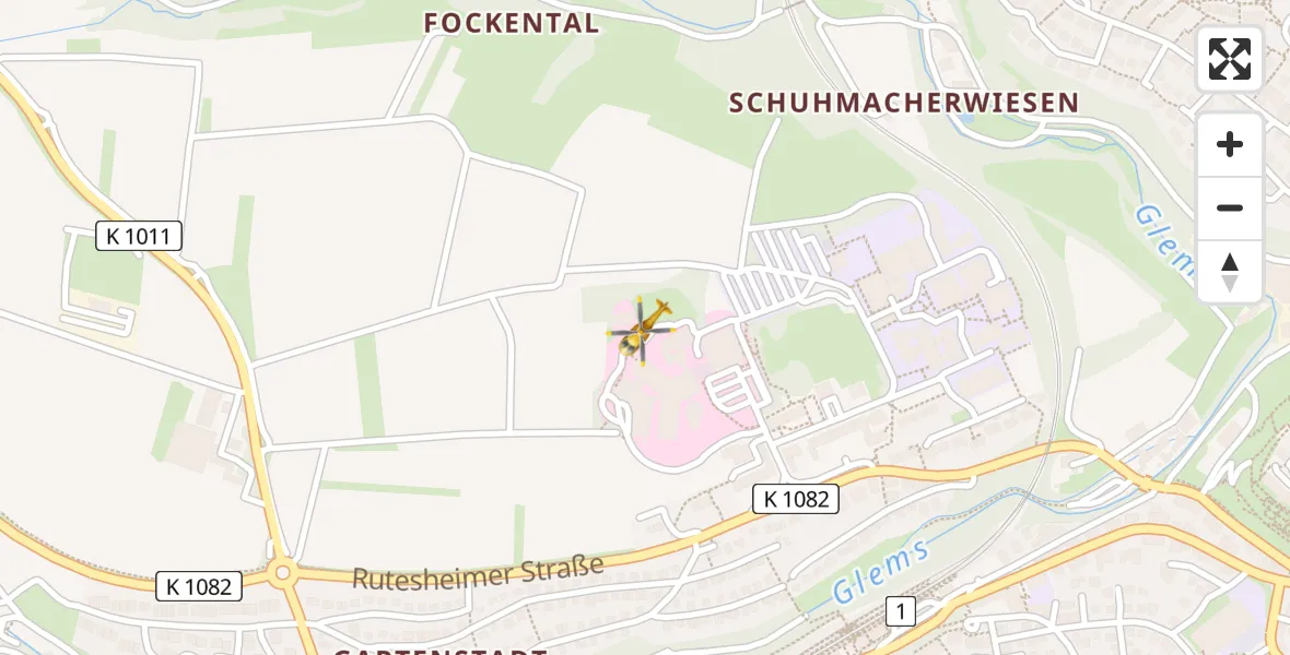 Flugroute Rettungshubschrauber Leonberg Hospital - Leonberg Hospital, 28 März 2026, 11:22