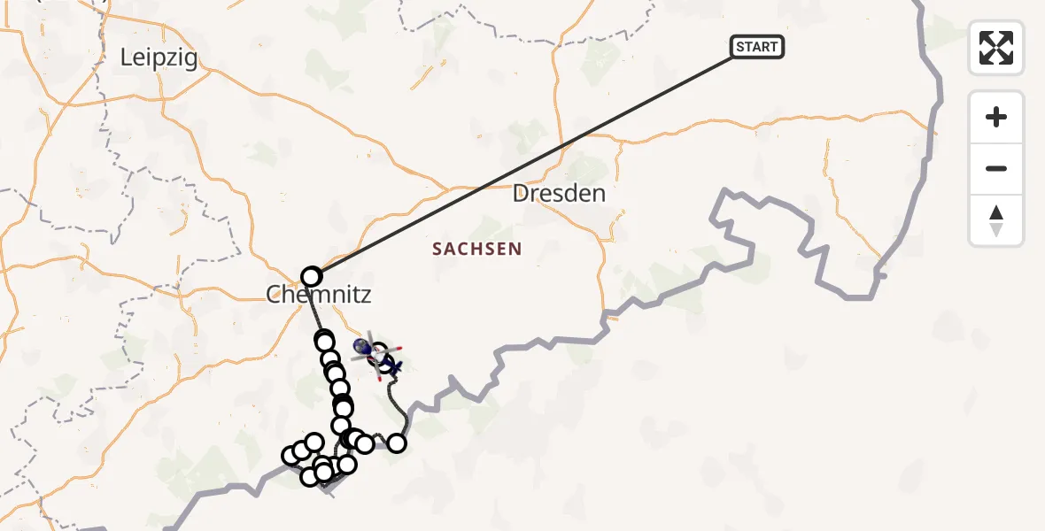 Routekaart van de vlucht: Polizeihubschrauber nach Großolbersdorf, Halfterweg
