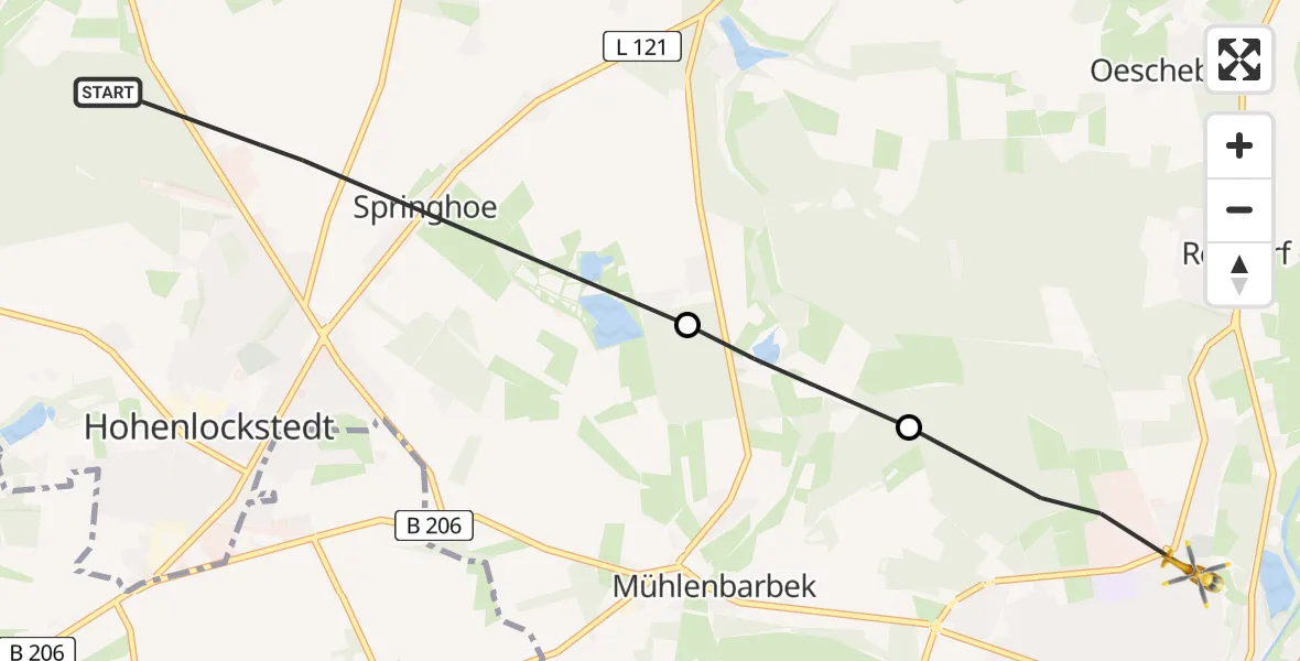 Flugroute Rettungshubschrauber Hohenlockstedt - Kellinghusen, 28 März 2026, 11:43