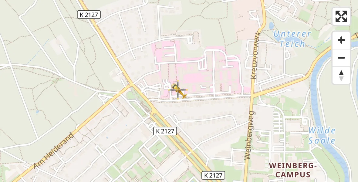 Flugroute Ambulanzhubschrauber Halle (Saale) University Hospital - Halle (Saale) University Hospital, 28 März 2026, 12:04