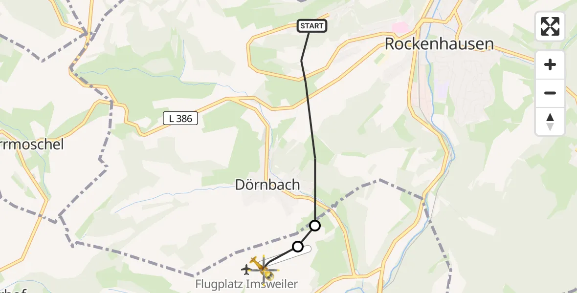 Routekaart van de vlucht: Rettungshubschrauber nach Imsweiler UL