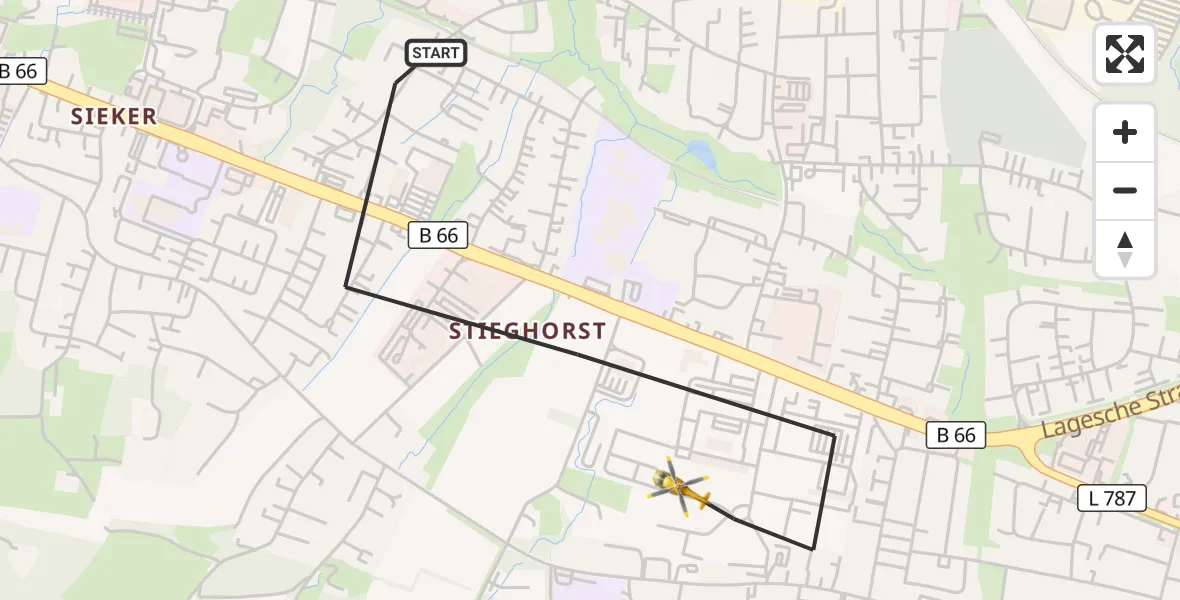 Flugroute Rettungshubschrauber Bielefeld - Bielefeld, 28 März 2026, 12:14