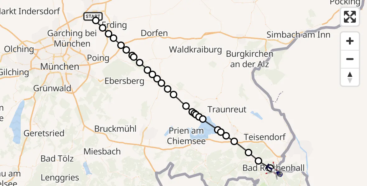Flugroute Polizeihubschrauber München Flughafen - Bad Reichenhall, 28 März 2026, 13:07