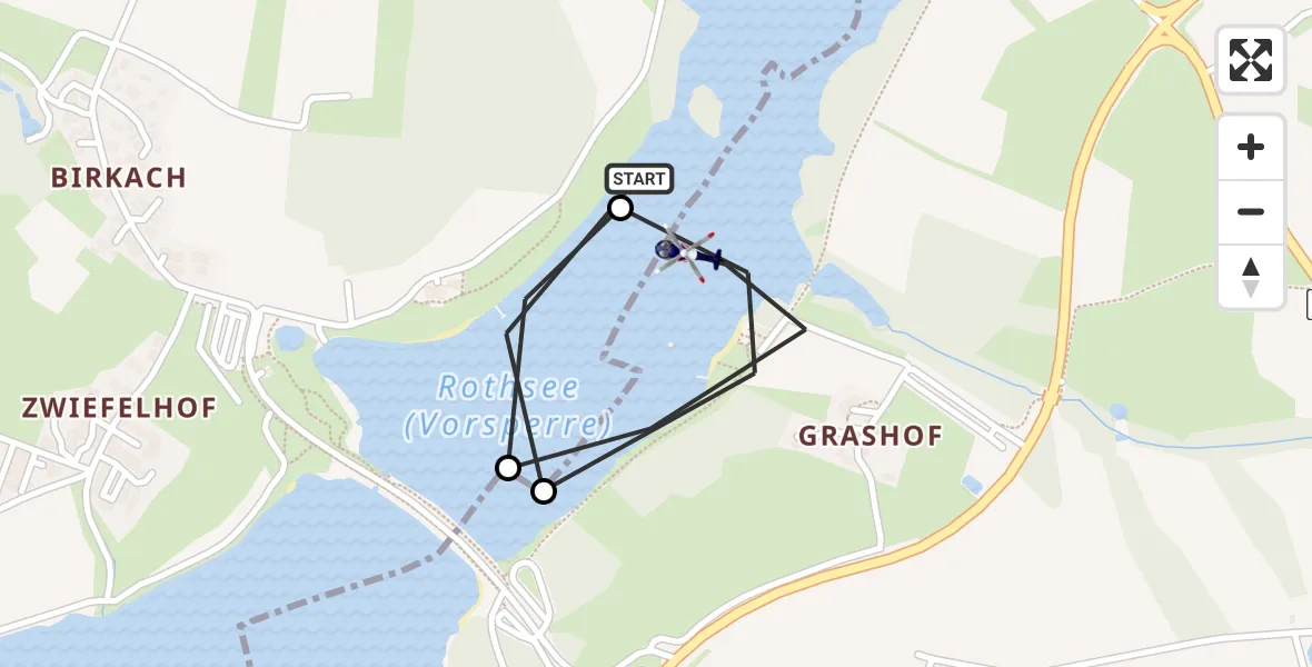 Flugroute Polizeihubschrauber Roth - Allersberg, 28 März 2026, 13:18