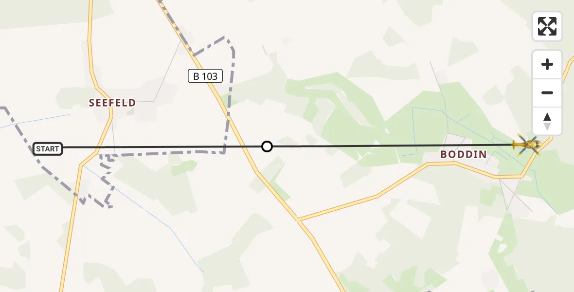 Flugroute Rettungshubschrauber Pritzwalk - Groß Pankow (Prignitz), 28 März 2026, 13:19