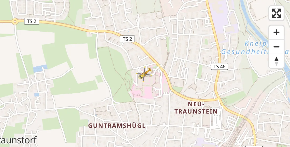 Flugroute Rettungshubschrauber Traunstein Hospital - Traunstein Hospital, 28 März 2026, 13:28
